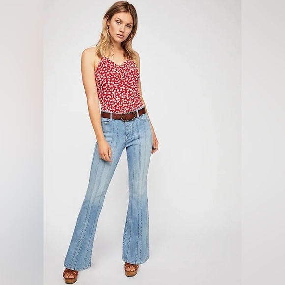 Free People So Many Seams Flare Jeans Women’s Size 27 - Picture 1 of 10